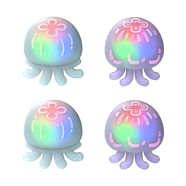 playvital Cute Universal Illuminated LED Thumbstick Grips for ps5, for ps4, Joystick Caps for Xbox Series X|S, for Xbox One, Switch Pro Controllers, Joystick Protection - Jellyfish Purple & Blue - Jellyfish Purple Blue