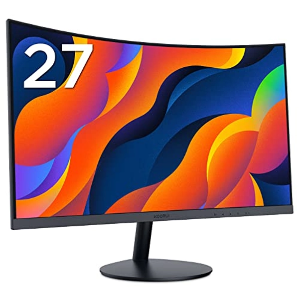 KOORUI 27-Inch Curved Computer Monitor- Full HD 1080P 75Hz Gaming Monitor 1800R LED Monitor HDMI VGA, Tilt Adjustment, Eye Care, Black 27N5C - 27 inch - 75Hz