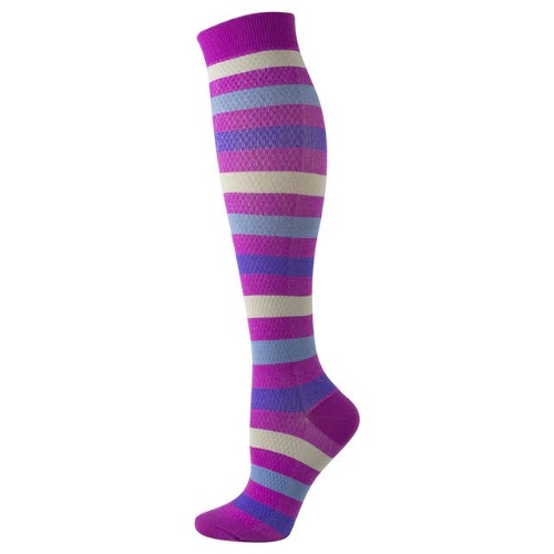 Purple Striped Knee High (Compression Socks) - L/XL