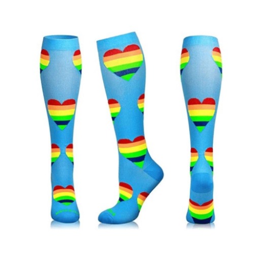 Heart Pattern Knee High (Compression Socks) - L/XL