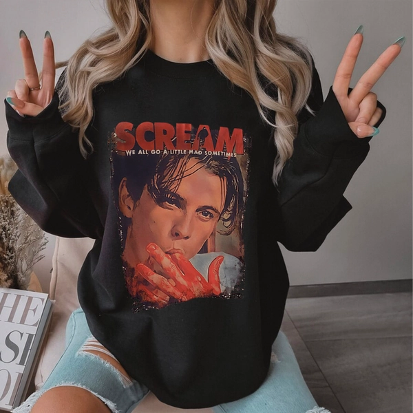 Retro Scream Billy Loomis Sweatshirt, Let's Watch Scary Movie Crewneck, Scary Horror Sweater, Kill3r Fan T-Shirt Sidney Actress, Stu Matcher