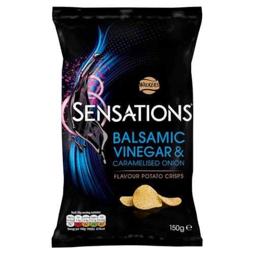 Sensations Balsamic Vinegar & Caramelised Onion Thick Cut Vegetarian Potato Crisps, Sharing Bag, 150g - Single