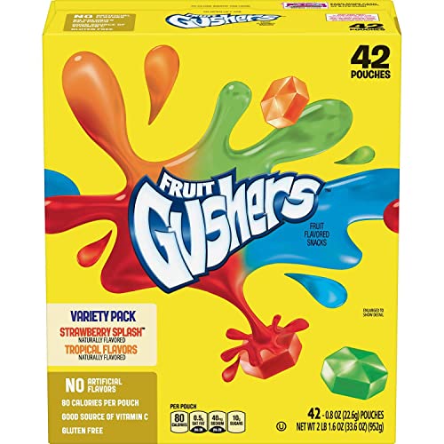 Fruit Fruit Fruit Gushers Variety Pack, Strawberry Splash & Tropical (42 ct.) A1 - Strawberry Splash & Tropical - 42 Count (Pack of 1)