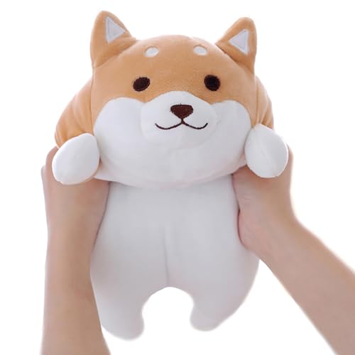 Shiba Inu Dog Plush Pillow, Cute Corgi Akita Stuffed Animals Doll Toy Gifts for Valentine's Gift, Christmas,Sofa Chair, Brown Round Eye, 15" - Brown Round Eye - 15 inch