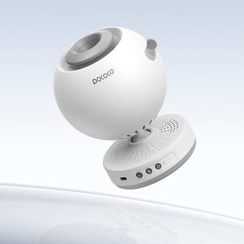 POCOCO Galaxy Star Projector for Bedroom with Replaceable Optical Film Discs, Home Planetarium Night Light Projector with High-Definition Soft Light for Relax, Study, and Meditate, Stress Relief Gifts - White
