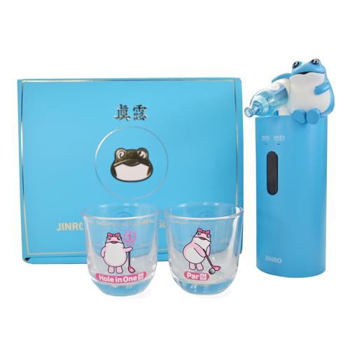 Jinro Soju Dispenser with 2 pcs of Soju Glasses, Automatic Drink Dispenser for Soju Only, Classic Soju Brand Merch, Korean Soju, Funny Gifts, Silicone Tube 2 Sizes, C-TYPE Charging [OFFICIAL LICENSE]