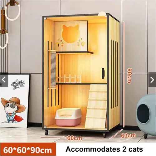 Cat Villa Cat Cage Premium Wood Tempered Glass