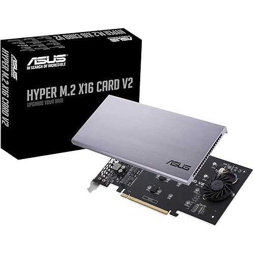 ASUS Hyper M.2 X16 PCIe 3.0 X4 Expansion Card V2 Supports 4 NVMe M.2 (2242/2260/2280/22110) Upto 128 Gbps for Intel VROC and AMD Ryzen Threadripper NVMe Raid - NVMe Expansion Card (PCIe 3.0)