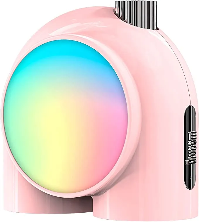 Divoom Planet-9 Smart Mood Lamp, Cordless Table Lamp with Programmable RGB LED for Bedroom Gaming Room Office (Pink)
