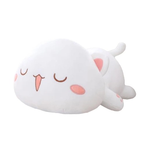 Lying cat plush - White(Slanted eyes) / 30cm