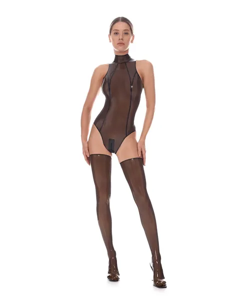 Latex Lingerie, Latex Stockings, Latex Bodysuit with zipper, Latex clothing, Latex top, Party outfit, Black dress