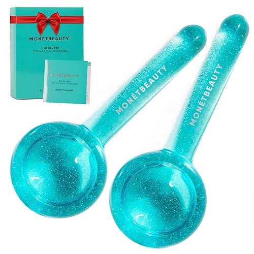 MonétBeauty Ice Globes for Face, Freezer Safe and Highly Effective Facial Globes for Daily Beauty Routines, Face Roller to Tighten Skin, Reduce Puffiness, Enhance Circulation and Complexion (Blue) - Blue