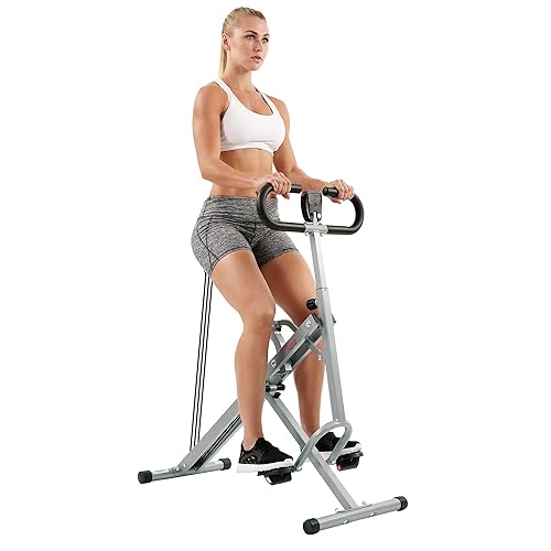 Sunny Health & Fitness Row-N-Ride Rowing Machine for Glutes & Full Body Cardio Workout Squat Machine with Adjustable Resistance, Optional Smart Feature with Free Sunnyfit App Connectivity - Classic