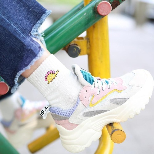 Baby Dino Sockies - White Triceratops