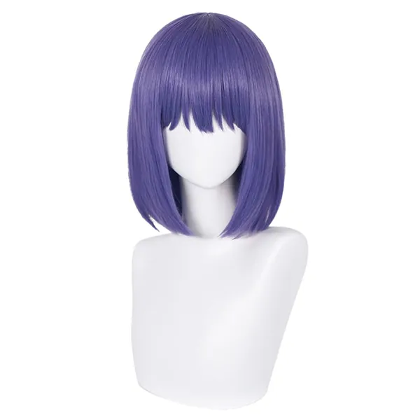 Short Purple Wig for Marin Kitagawa Cosplay Wig Shizuku Anime Straight Bob Lavender Hair with Bangs for Halloween Party with Cap (Purple)
