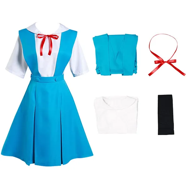 Anime Ayanami Rei Cosplay Costume Uniform Skirt Halloween Dress