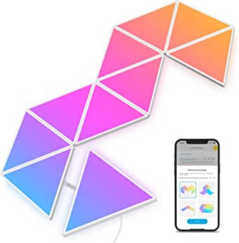 Govee Triangle Light Panels, RGBIC Tri Lights, Glide Wall Light Decor, Multicolor Effects, Music Sync, DIY Design, Smart WiFi App Control, Works with Alexa & Google Assistant for Room, Gaming, 10 Pack