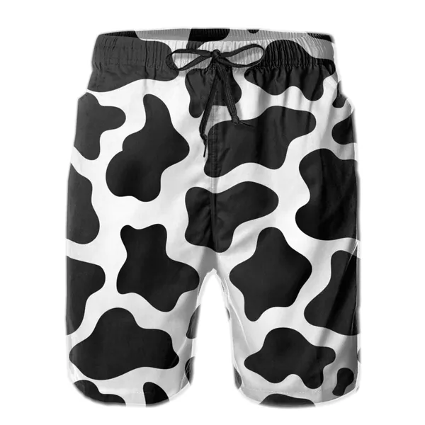 Auigxyak Mens Swim Shorts Quick Dry Summer Beach Trunks Swimwear Hawaii Bathing Suits with Pockets - Cow Print XX-Large