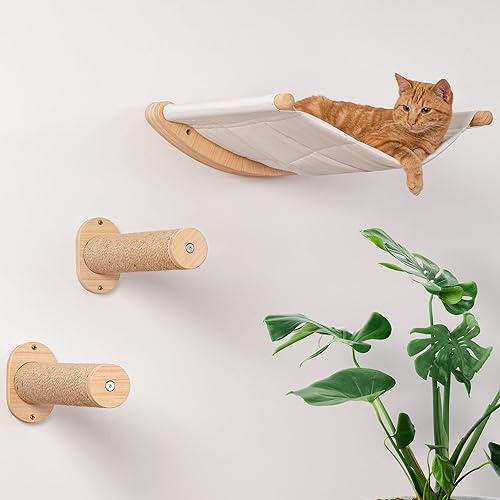 7 Ruby Road Cat Hammock for Wall and Shelves – Space Saving Cat Wall Furniture for Indoor Cats, Modern Cat Wall Bed and Shelf for Climbing and Lounging. Perfect for Large Cats and Multi-Cat Homes