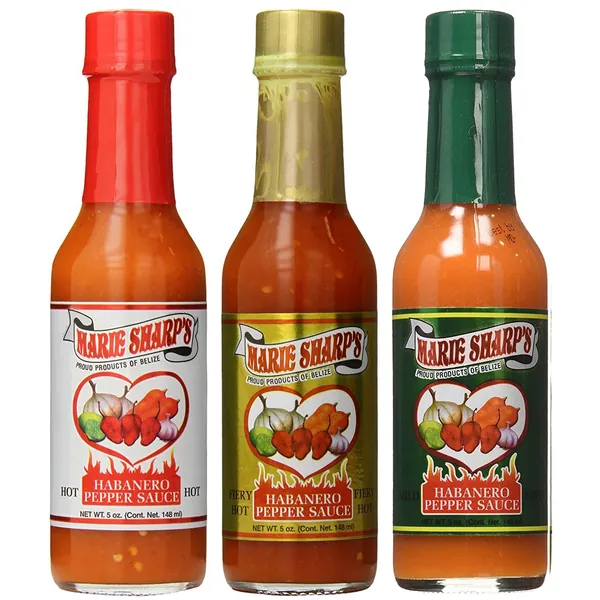 Marie Sharp's Hot Sauce 3 Pack - Hot, Mild, Fiery Hot -