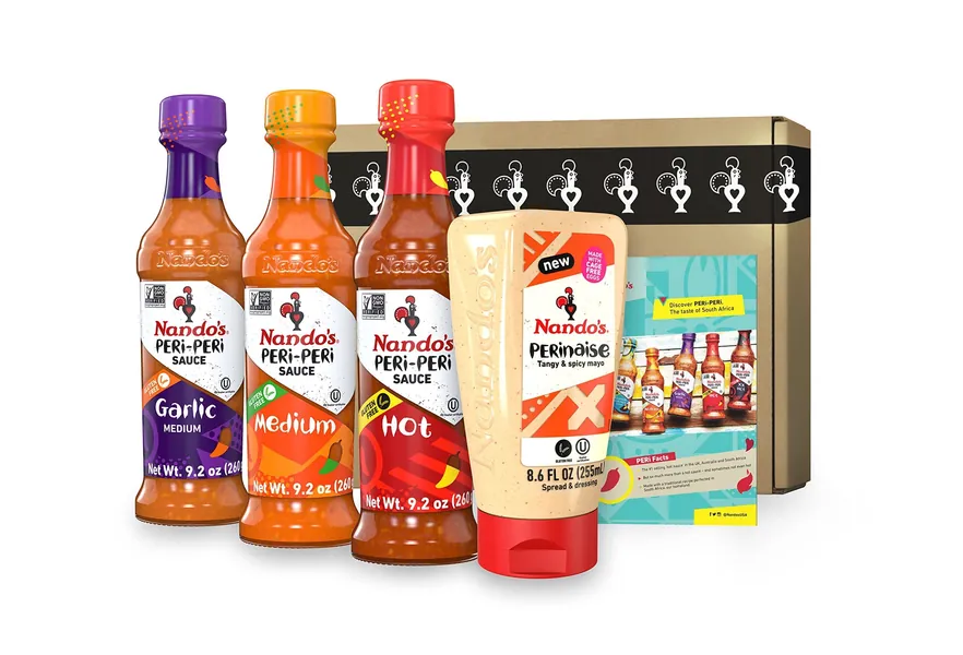Nando's PERi-PERi Sauce Best Seller Pack - Medium, Hot, Garlic, and PERinaise Original | Gluten Free | Non GMO, 9.1 oz and 8.6 oz (4 Pack) - 
