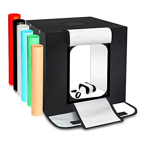 Todeco Photo Studio Light Box 20x20Inch Professional Photo Booth Shooting Tent Kit with 2 LED Light Board, 6 Backdrops for Jewelry and Large Items Product Photography, CRI 96+ - 20" x 20"