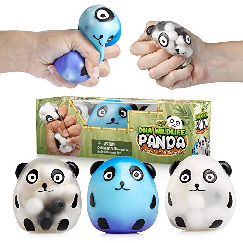 YoYa Toys Panda DNA Squishy Balls (3 Pack) - Sensory Fidget Toys for Kids and Adults - Autism, ADHD - Slow Rising - Cute Panda Design - Fidget Beads Sensory Ball - Fun and Colorful Panda Stuff - DNA Panda
