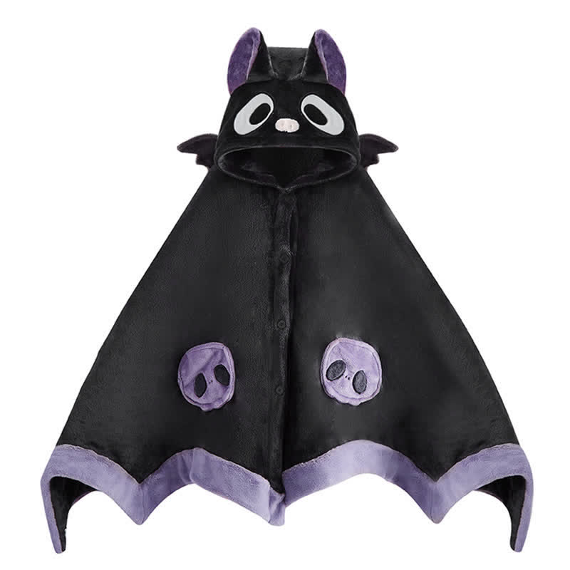 Cartoon Bat Wearable Hooded Blanket Neck Pillow Two Pieces