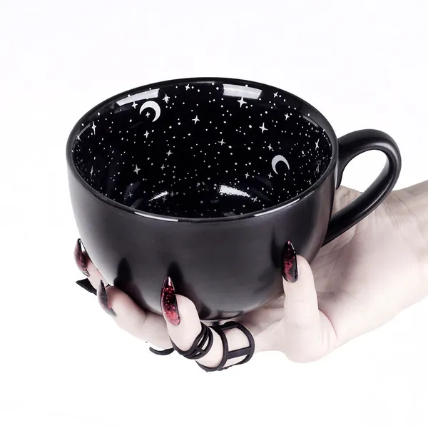 Midnight Coffee Large Porcelain Mug in Gift Box Cute Gothic Mugs For Women Men Unique Witch Gifts Tea Cup Goth 17.6oz 500ml by Rogue + Wolf
