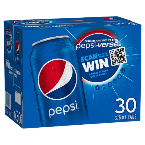 Pepsi Regular Soft Drink, 30 x 375ml