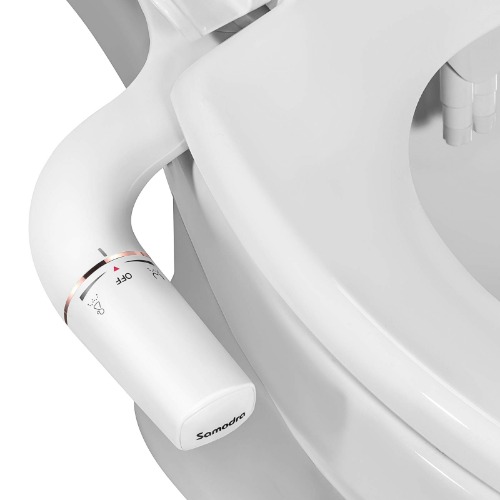 SAMODRA Ultra-Slim Bidet, Minimalist Bidet for Toilet with Non-Electric Dual Nozzle(Frontal & Rear Wash) Adjustable Water Pressure, Fresh Water Bidet Toilet Seat Attachment,Easy to Install
