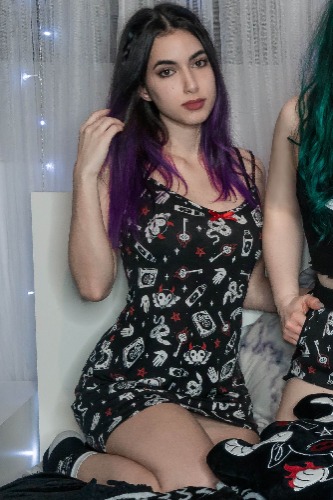 See U In Hell Sleep Dress | M / Black / 95% Rayon, 5% Elastane