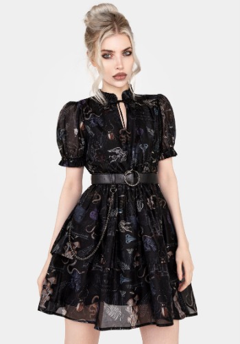 Maudeline Victoriana Print Layered Organza Mini Dress | UK 16