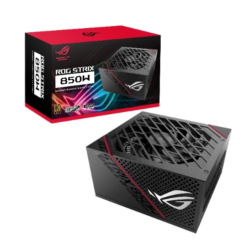 ASUS ROG Strix 850W Gold PSU, Power Supply (ROG heatsinks, Axial-tech fan design, dual ball fan bearings, 0dB technology, 80 PLUS Gold Certification, fully modular cables, 10-year warranty)