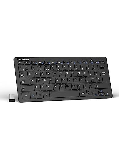 TeckNet 2.4G Wireless Keyboard For Windows/Chrome OS, UK Layout Compact Mini Keyboard, Small Silent Whisper-Quiet Keyboard with 12 months Battery Life (Black) - Mini - Black