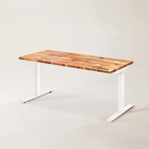 Home Office Standing Desk - White / Acacia / S (47" × 29")