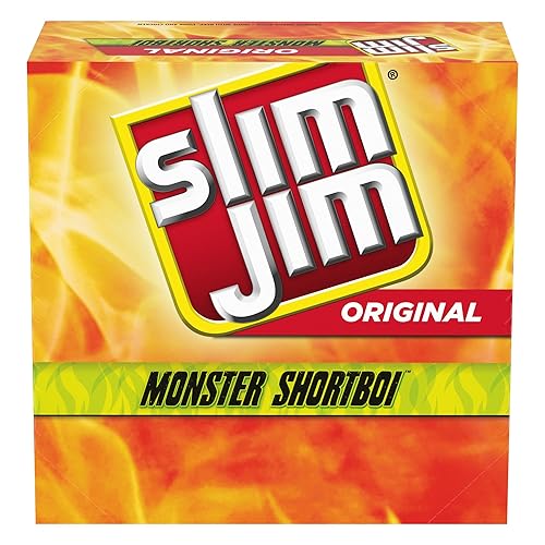 Slim Jim Monster Shortboi Smoked Meat Sticks, Original Flavor, 6g Protein Per Stick, Snack Size, 0.97 oz. (36 Count)