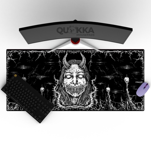 Devil Horn Girl Design Mousepad Deskmat - 120x60cm / 3mm / Black Stitched