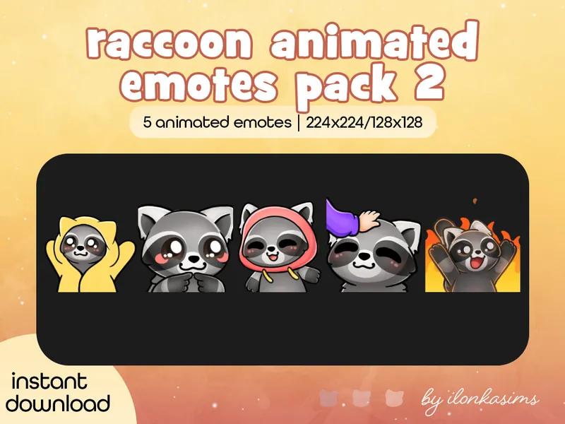 Raccoon | Animated Twitch/Discord emotes pack 2