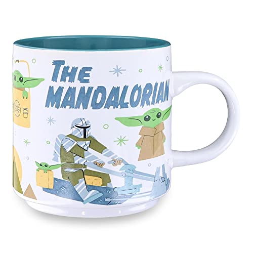 Silver Buffalo Star Wars: The Mandalorian Cartoon Grogu Ceramic Mug | Coffee Cup For Tea | Holds 13 Ounces