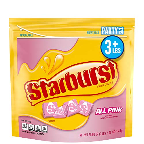 Starburst All Pink Strawberry Fruit Chews Candy, 50 Ounces Resealable Party Size Bag