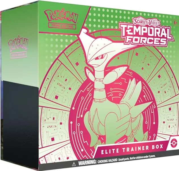 Pokémon TCG: Scarlet & Violet—Temporal Forces Elite Trainer Box – Iron Leaves (1 Full-Art Iron Thorns Promo Card, 9 Boosters & Premium Accessories)