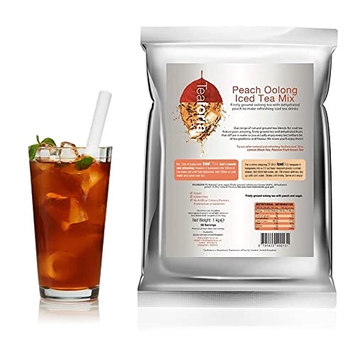 Teaforia Peach Iced Tea Mix (1kg). Refreshing, Fruity and Delicious. Great for Iced Tea and Bubble Tea. No Artificial Flavours or Colours and 100% Vegan - 1 kg (Pack of 1)