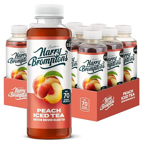 Harry Brompton's London Ice Tea. Made with Real Black Tea and Peach Juice. 70 Calories, No Artificial Sweeteners, Antioxidant-Rich and High in Vitamin C. 500ml (Pack of 12). - Peach Ice Tea - 500 ml (Pack of 12)
