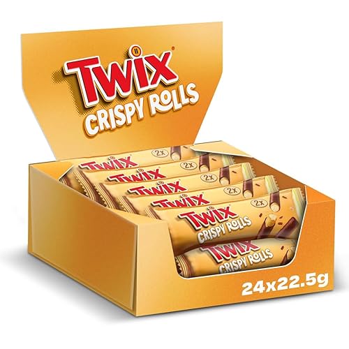 Twix Crispy Rolls, Milk Chocolate, Caramel and Biscuit Snack bar Single Pack 22.5 g (1 x 24 Bars)