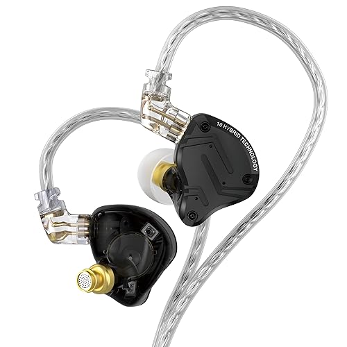 KZ ZS10 Pro X in Ear Monitor, Upgraded 4BA 1DD KZ Headphone Gaming Earbuds in Ear Earphone IEM with Alloy Faceplace Detachable Silver-Plated Recessed 0.75mm 2Pin Cable for Audiophile (Dark, No Mic) - NO Microphone - Black-X