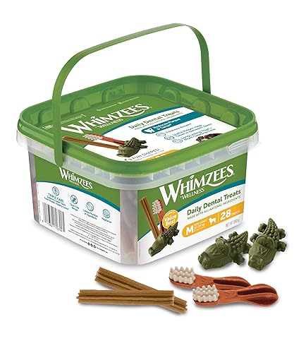 Whimzees Daily Dental Treats (Pack of 28) M 12-18kg 9+ Months 840g - Medium Breed (12-18kg) - 840 g (Pack of 1)