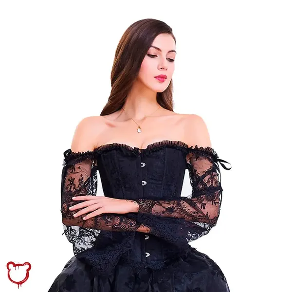 Black lace off shoulder corset