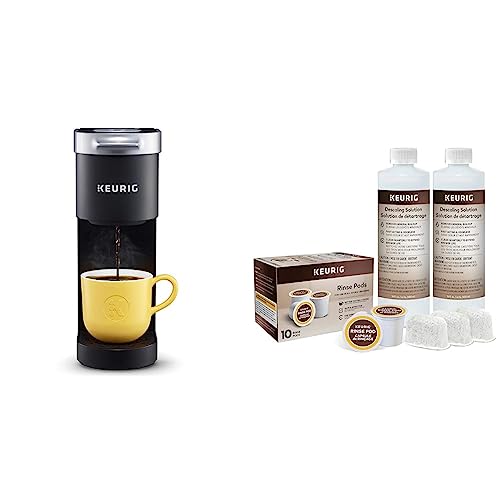 Keurig K-Mini Single Serve Coffee Maker, Black & Brewer Maintenance Kit, Includes Descaling Solution, Water Filter Cartridges & Rinse Pods, 14 count - Coffee Maker + Maintenance Kit - Black