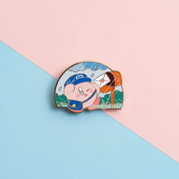 Postie Poyo Hard Enamel Pins - Rainy Day / [B Grade] / Simple Rubber Back